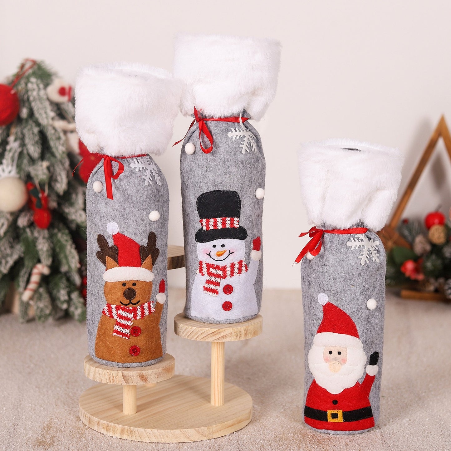 Christmas wine bottle covers