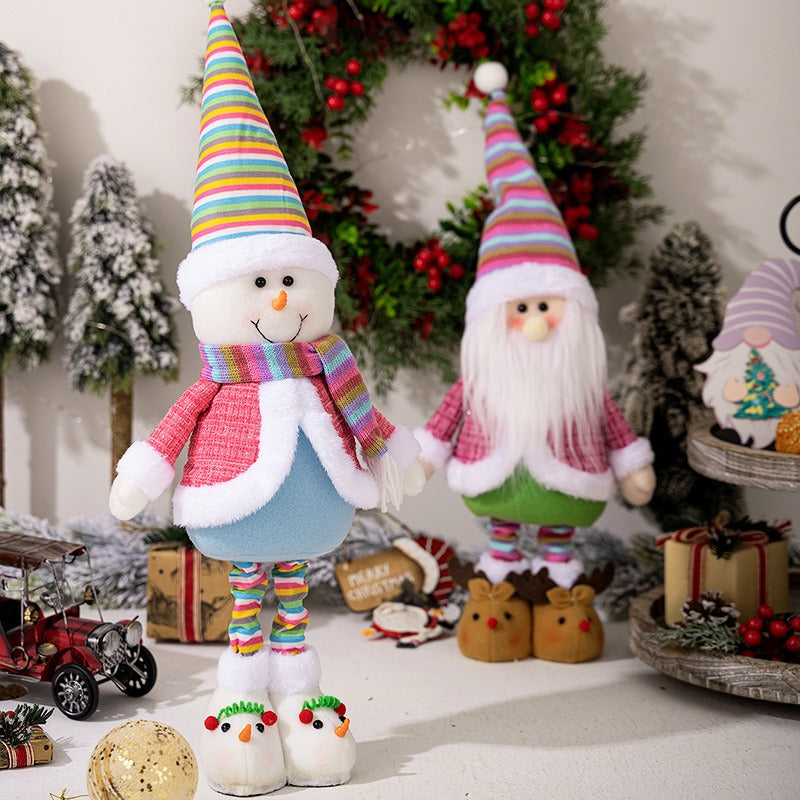 Christmas rainbow retractable snowman figurine