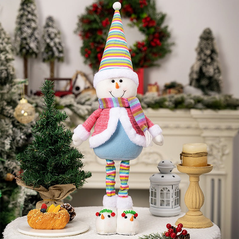 Christmas rainbow retractable snowman figurine