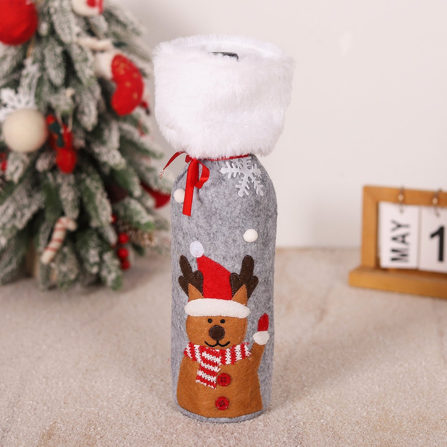 Christmas wine bottle covers