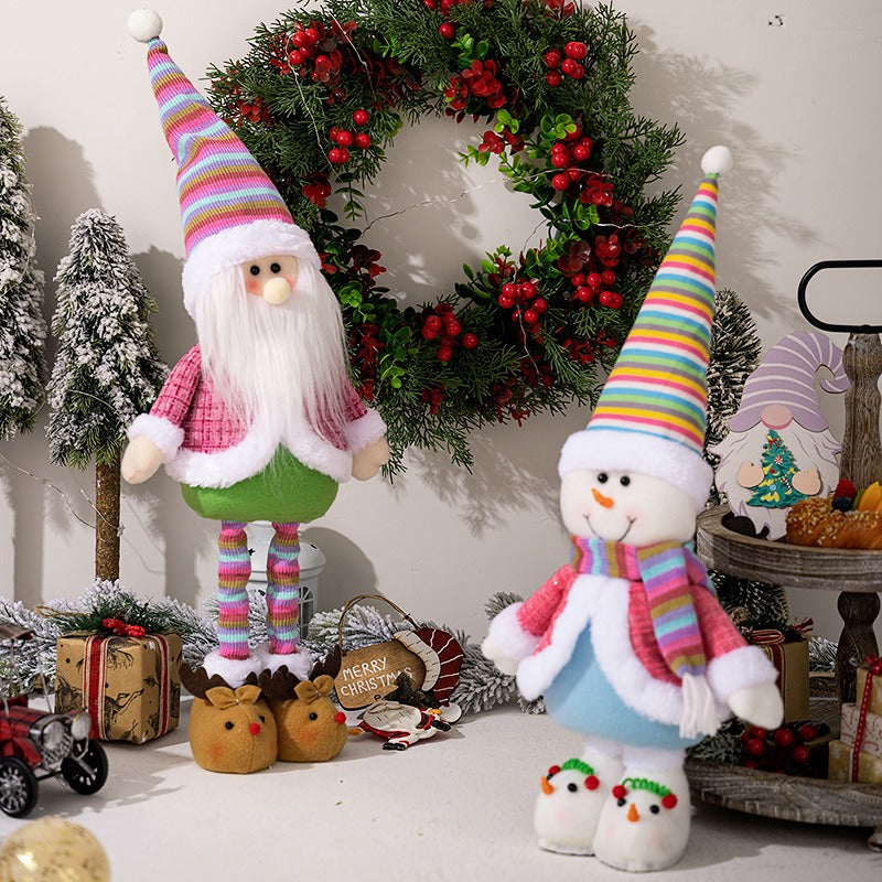 Christmas rainbow retractable snowman figurine