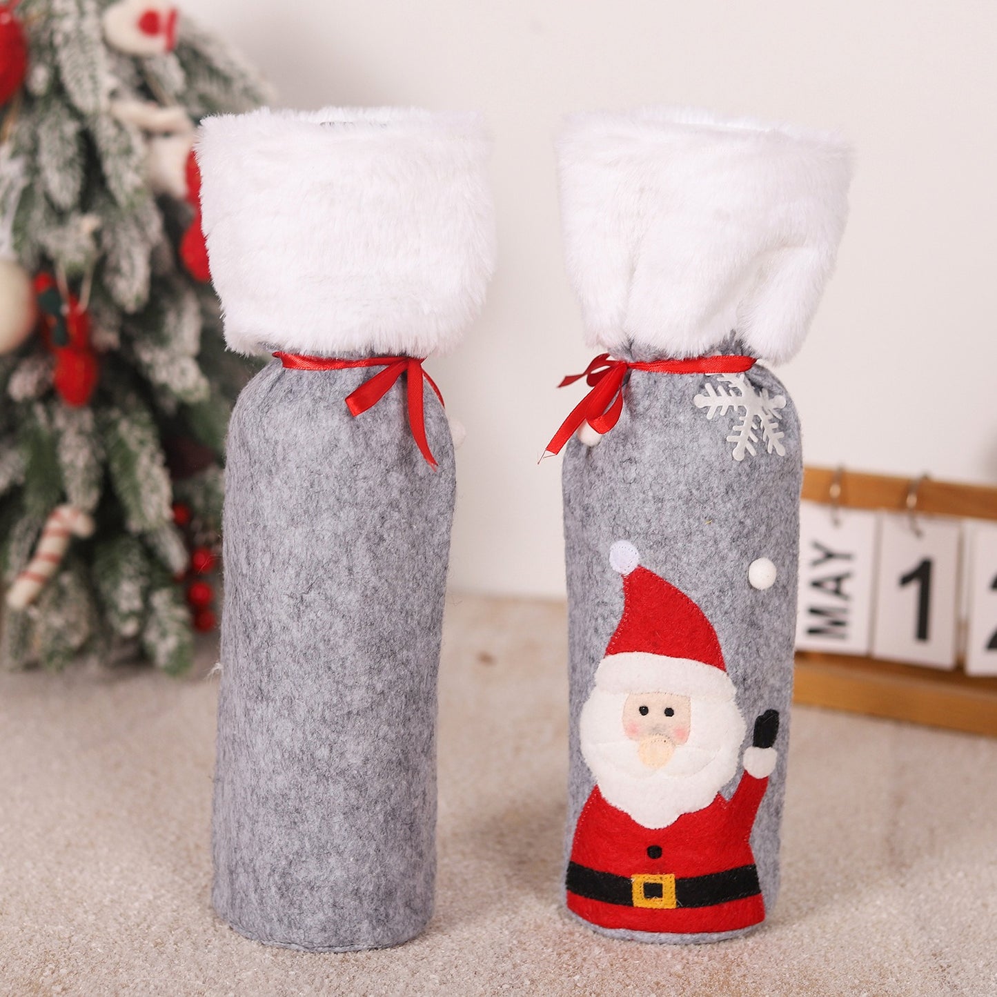 Christmas wine bottle covers