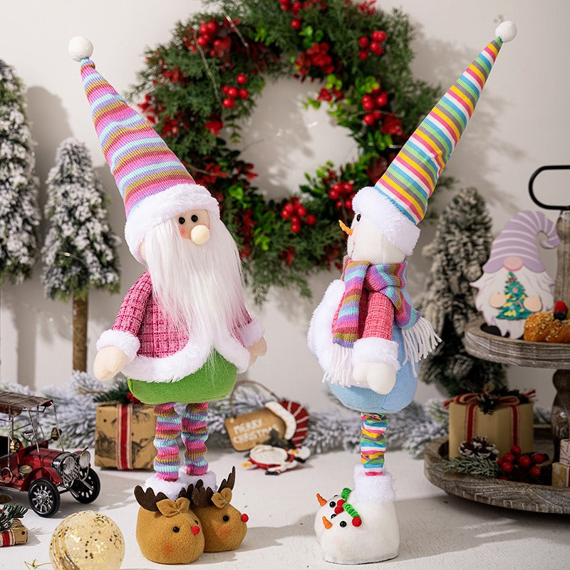 Christmas rainbow retractable snowman figurine