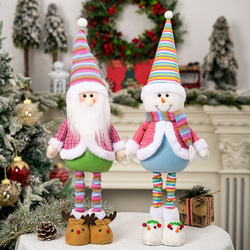 Christmas rainbow retractable snowman figurine